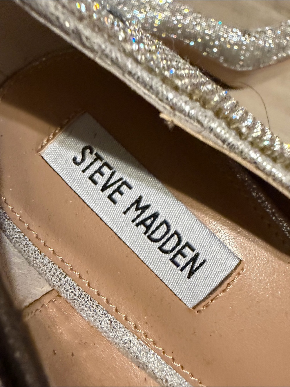 Steve Madden Silver Glitter Heeled Sandals
